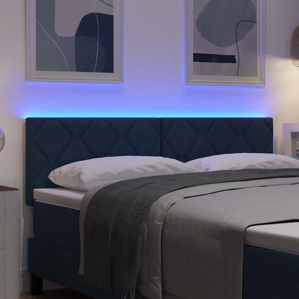 Headboard with LED Strip Lights Adjustable Blue 160 cm Fabric